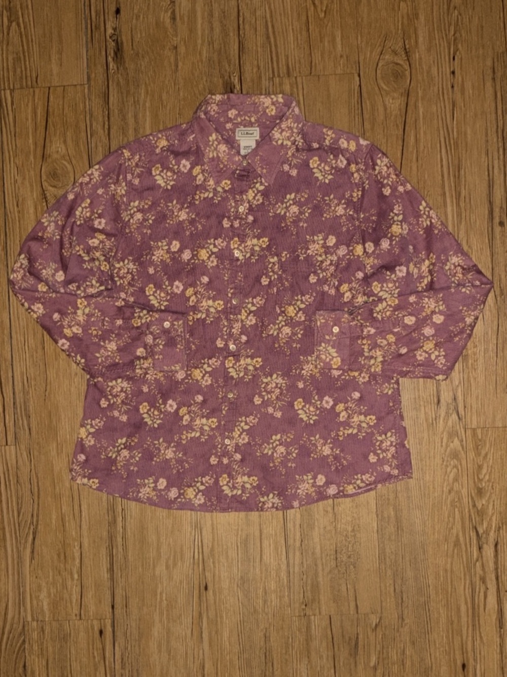 L.L. Bean Floral Button Down Shirt in Purple & Yellow